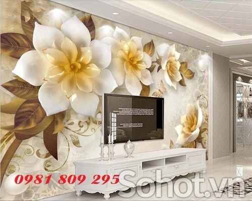 Tranh gạch men hoa trang trí 3d