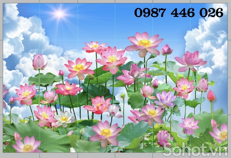 Gach tranh hoa sen 3d HP9733