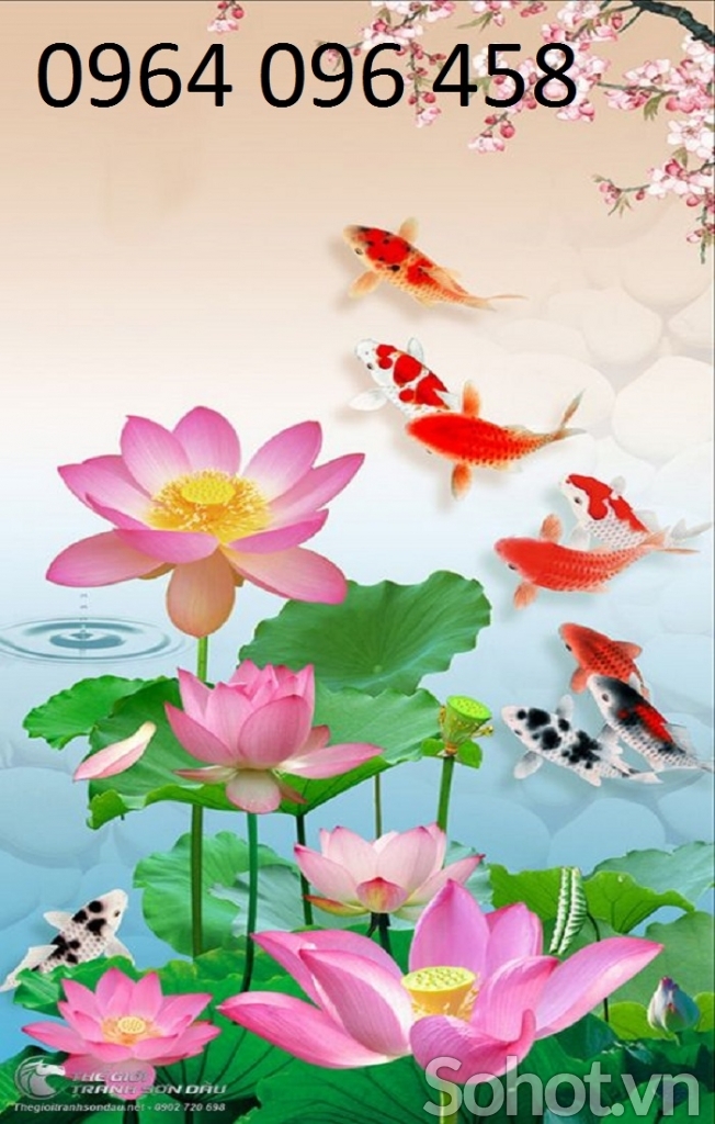Tranh gạch 3d - 5d cá chép hoa sen - KCGF4