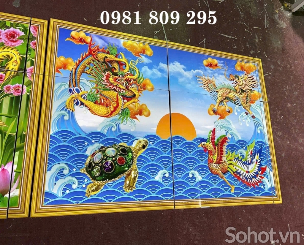 Tranh gạch rồng phượng , tranh tứ linh