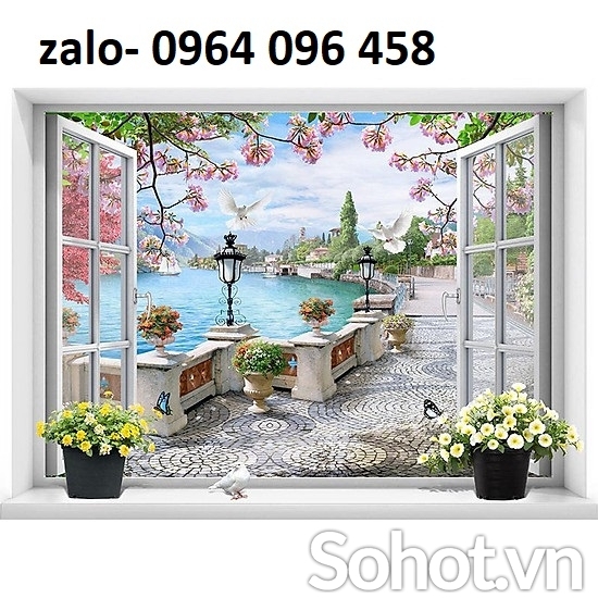Tranh gạch 3d trang trí cửa sổ - 69C9CC