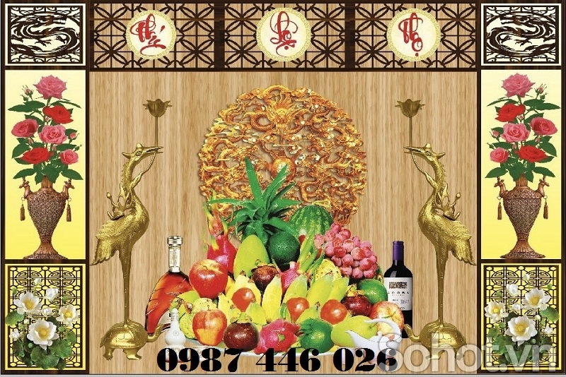 Tranh gạch men phòng thờ HP9722