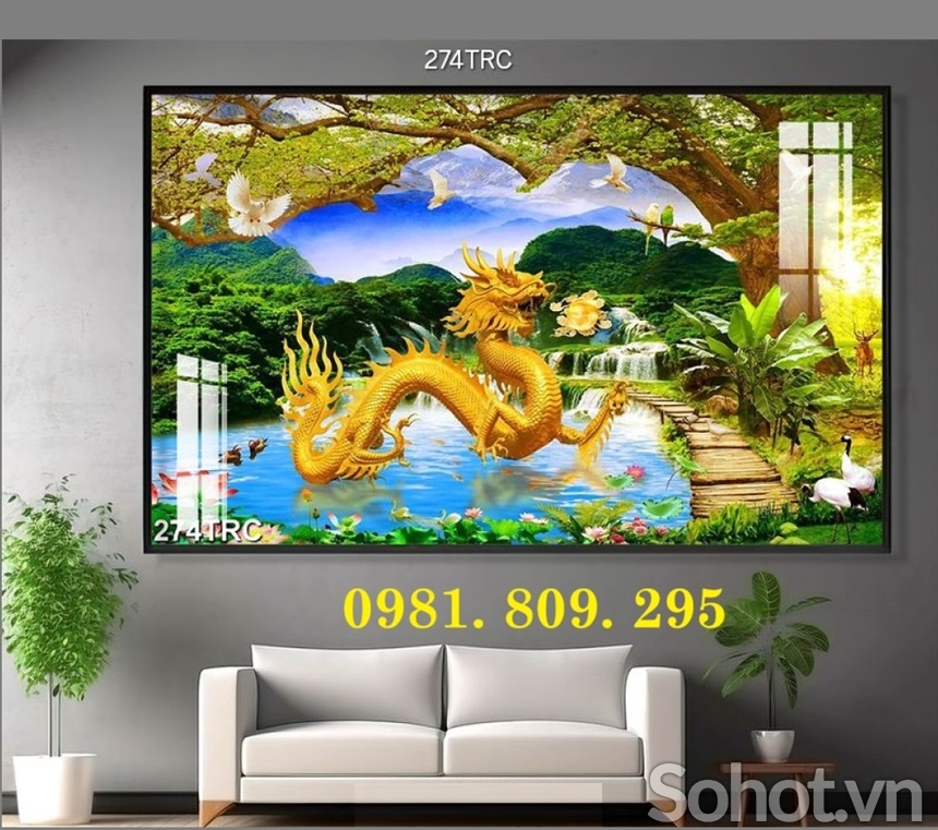 Tranh 3d ốp tường rồng , gạch tranh