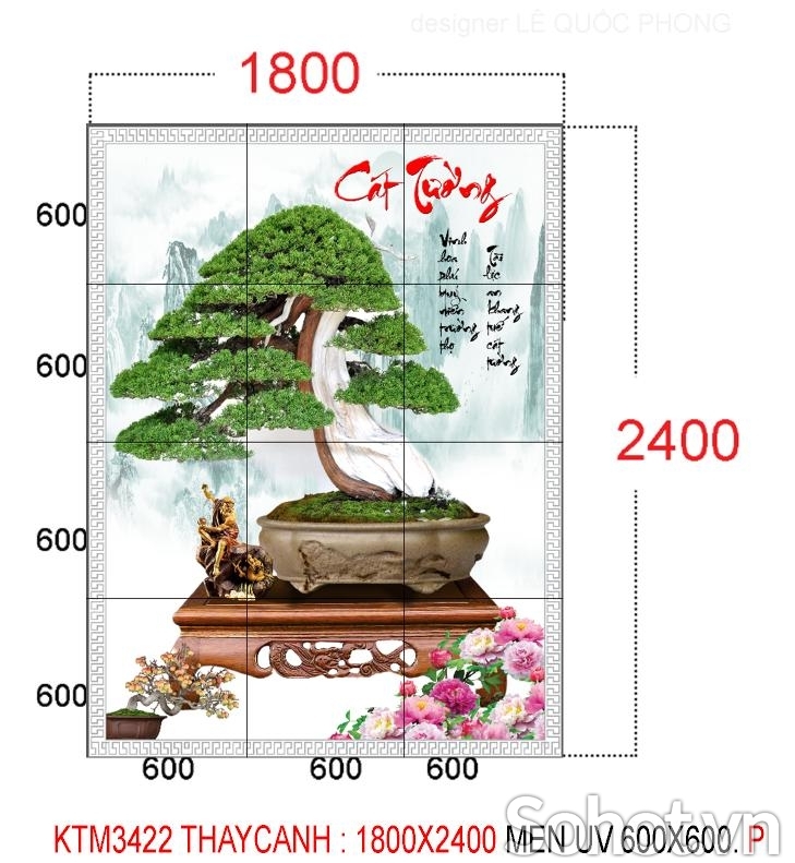 Tranh gạch 3d cây cảnh - 9966CB