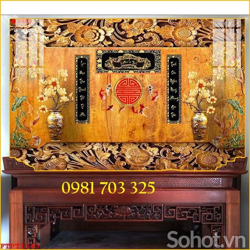 Gạch 3D đẹp trang trí phòng thờ