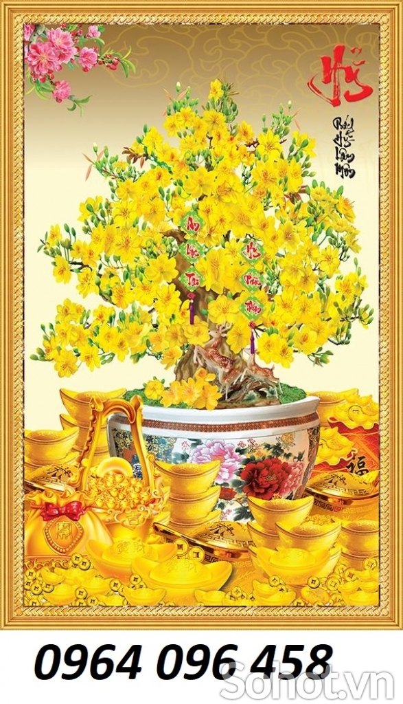 Tranh gạch 3d cây mai vàng - 432XCC