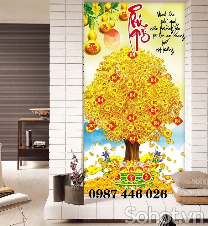 Tranh cây vàng- gạch tranh 3d