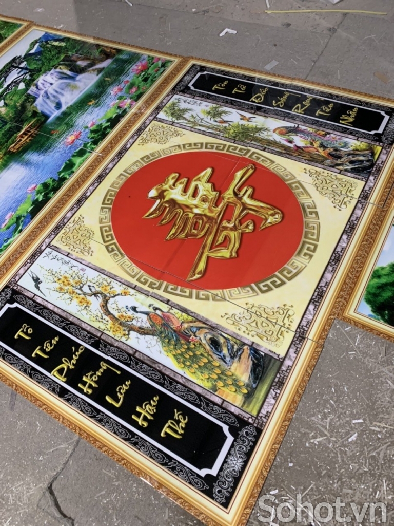 Tranh gạch men 3d ốp tường phòng thờ - 833DCC