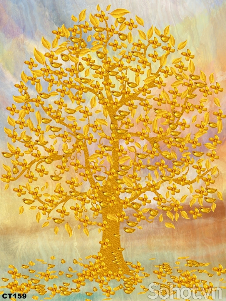 Tranh gạch trang trí- Tranh cây kim tiền