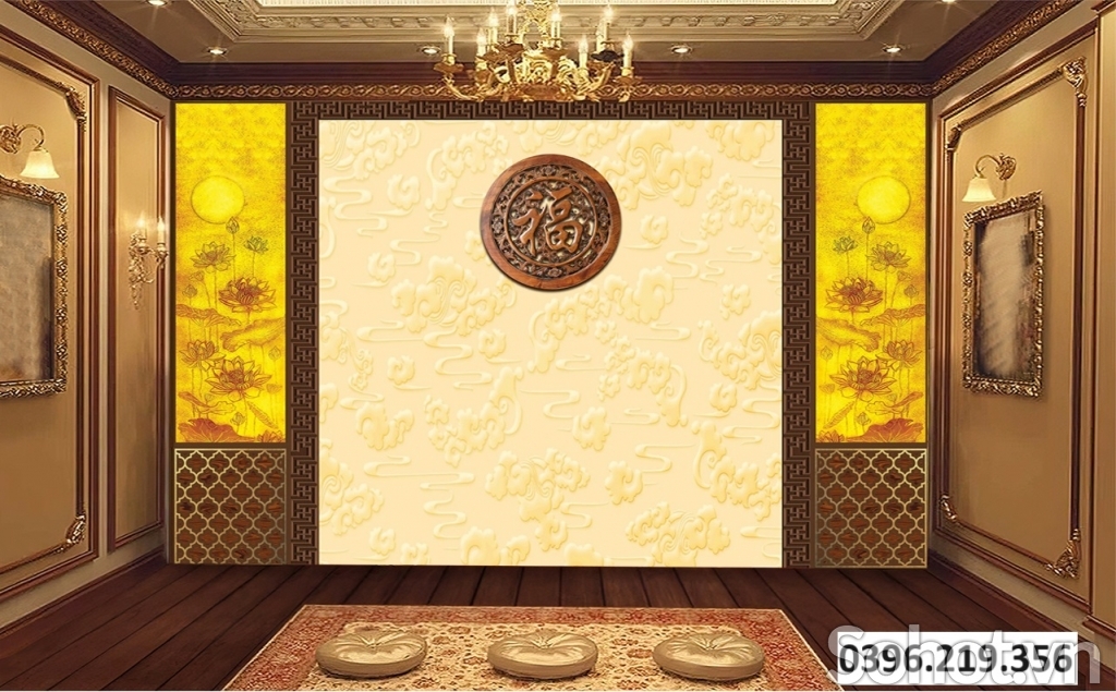 Gạch tranh 3D đẹp trang trí phòng thờ gia đình