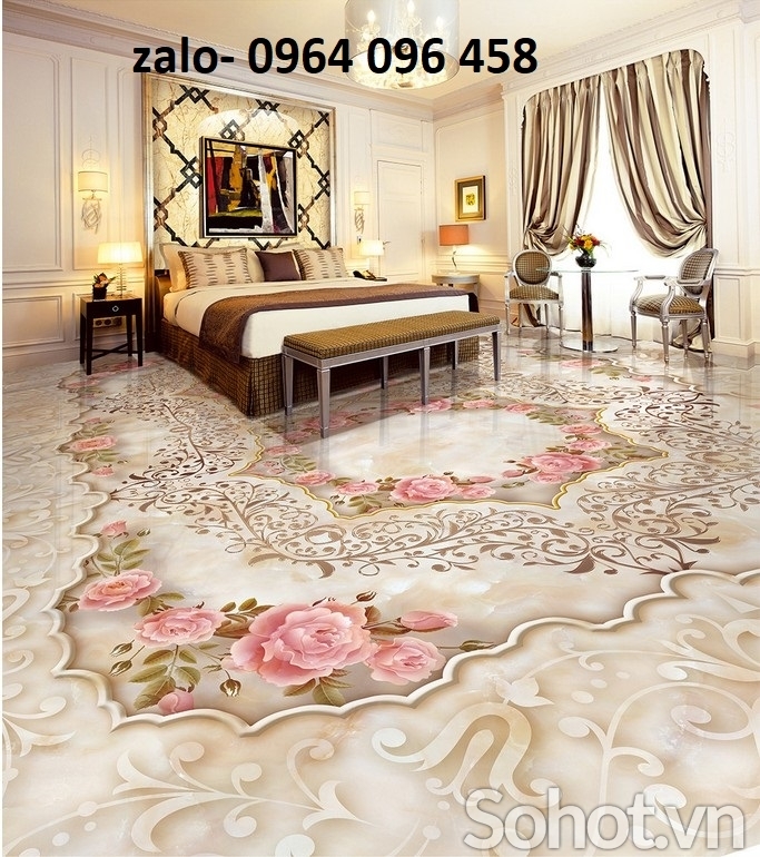 Gạch lát sàn 3d phòng khách - XBVN09