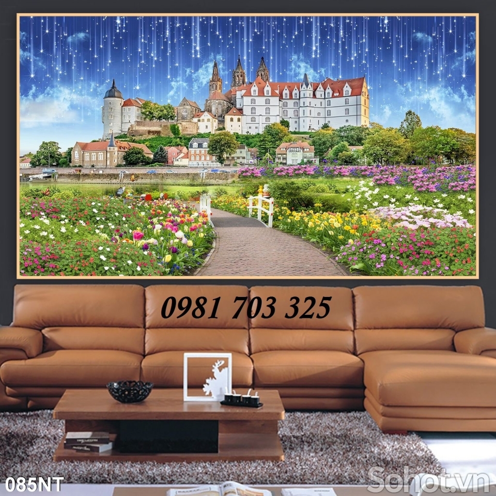 Tranh gạch vườn hoa trang trí