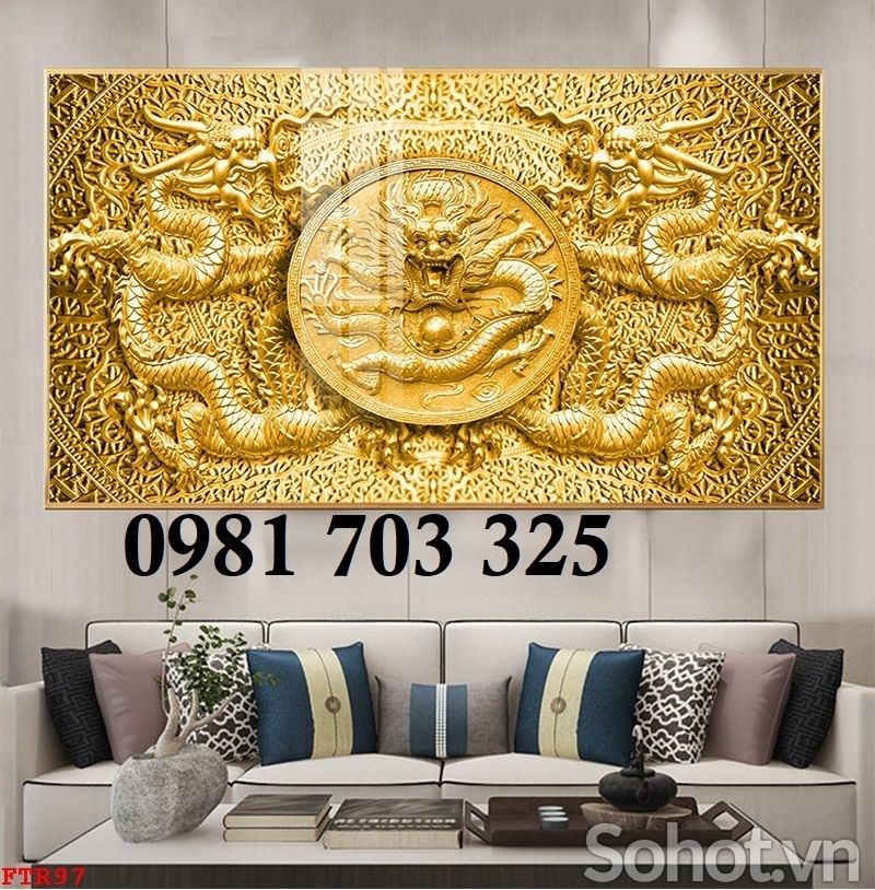 Tranh rồng phong thủy 3D, tranh gạch men ốp tường