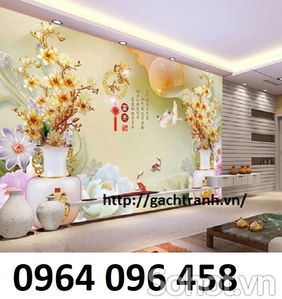 Mẫu tranh gạch 3d trang trí phòng khách - N955