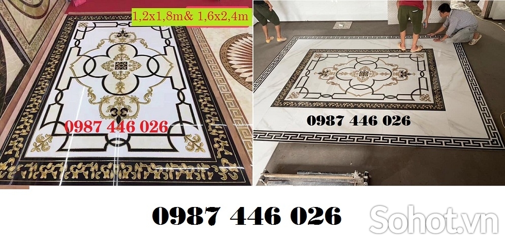 Gạch thảm hoa văn khắc vàng HP97373