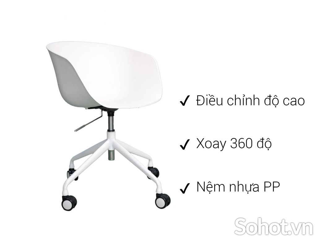 GHẾ LÀM VIỆC HAY CHAIR 53PP CHÂN XOAY 360 ĐỘ, TĂNG CHỈNH CHIỀU CAO