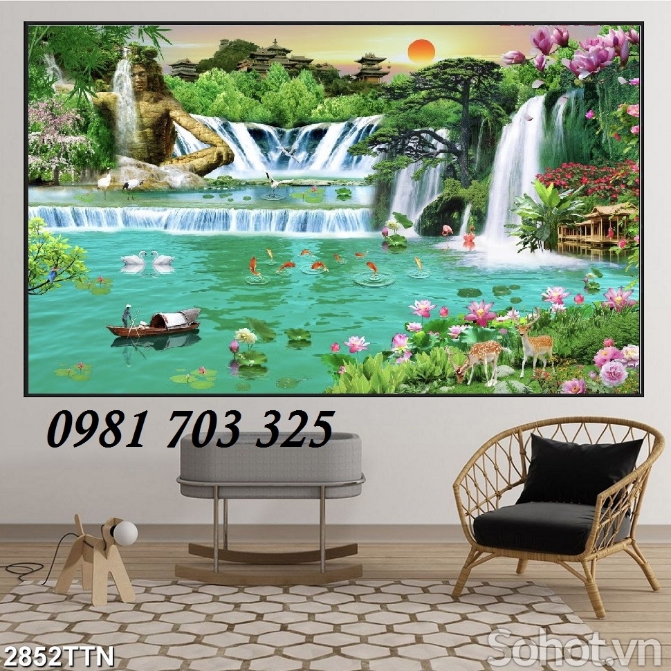 Tranh sơn thủy hữu tình- tranh gạch men 3D phong cảnh