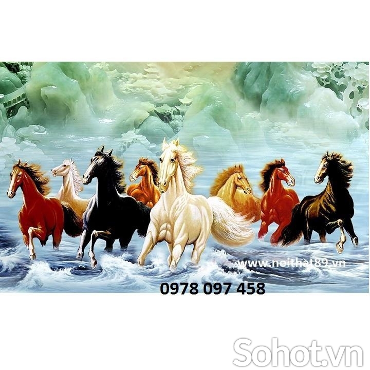 Tranh 8 chú ngựa - gạch tranh 3D