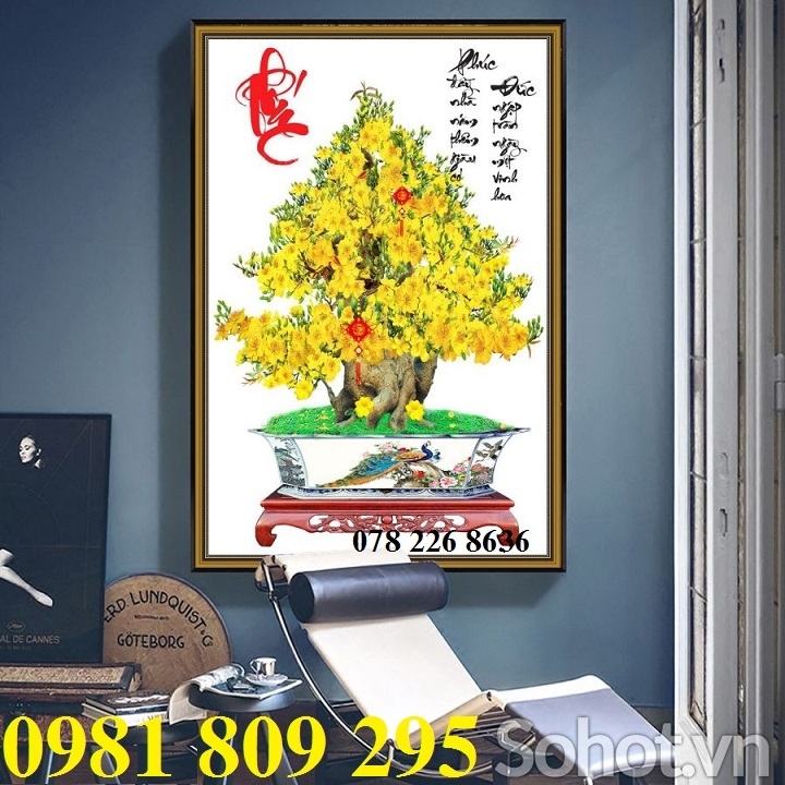 Tranh gạch 3d cây mai vàng
