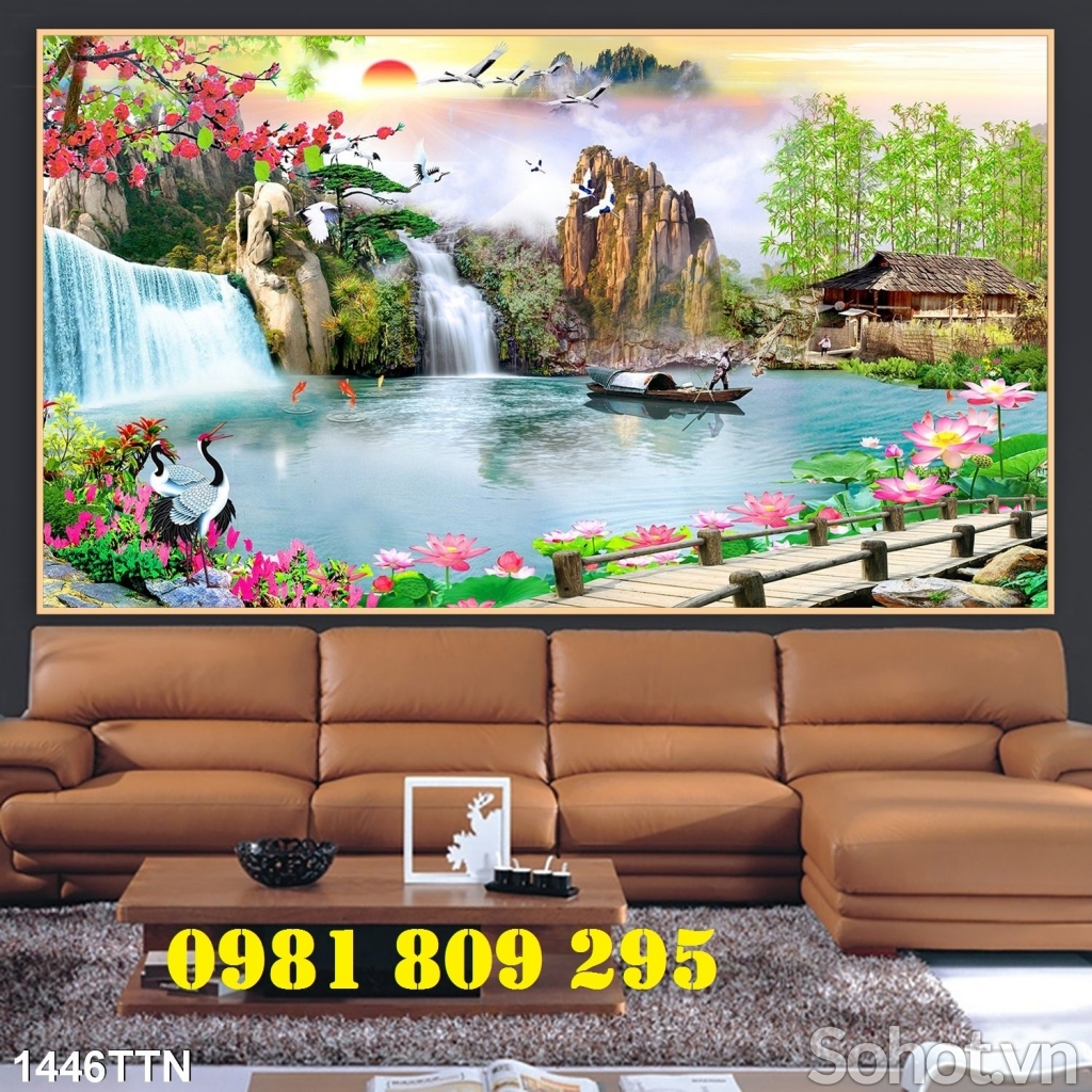 Tranh gạch ốp tường 3d phong cảnh mặt trời