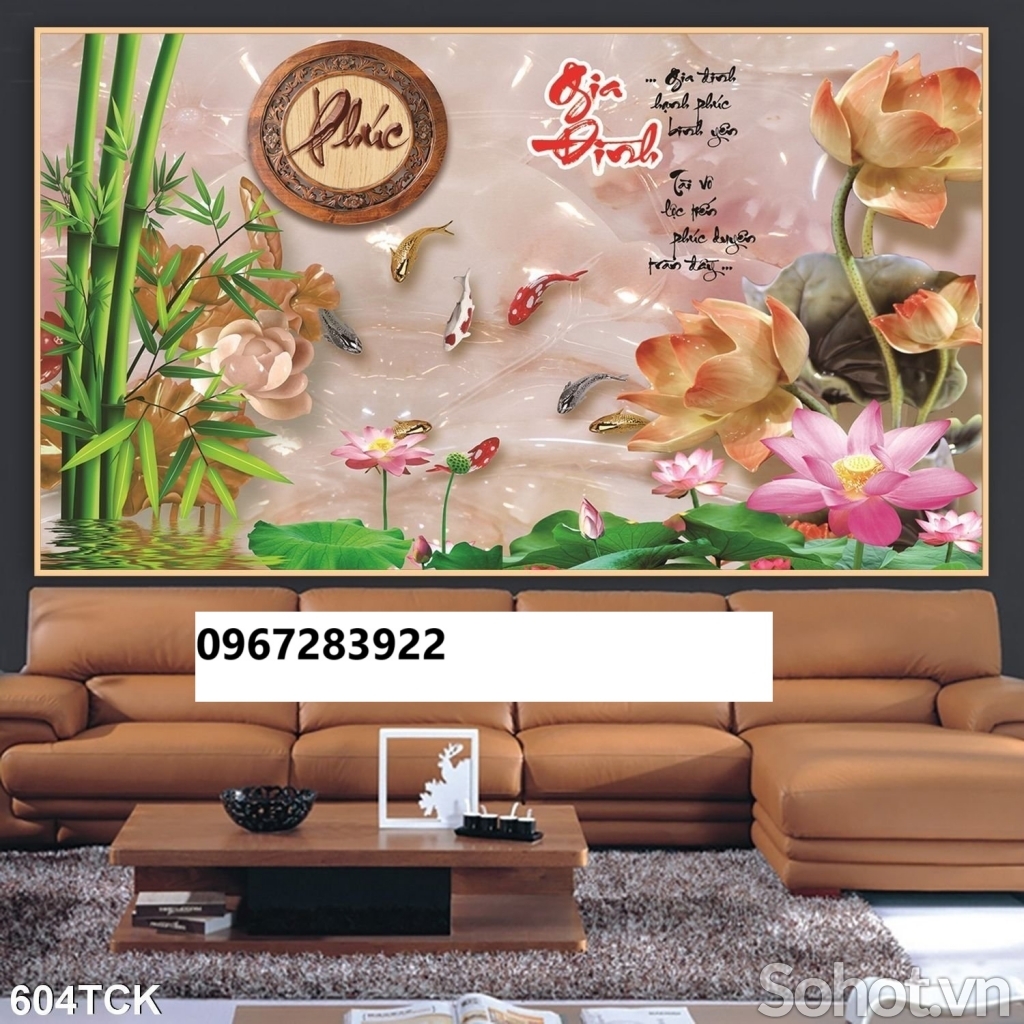 Tranh gạch cá chép trang trí nhà đẹp