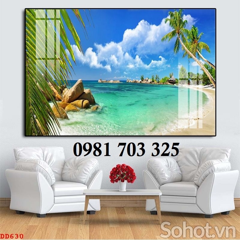 Tranh gạch 3d cảnh biển xanh