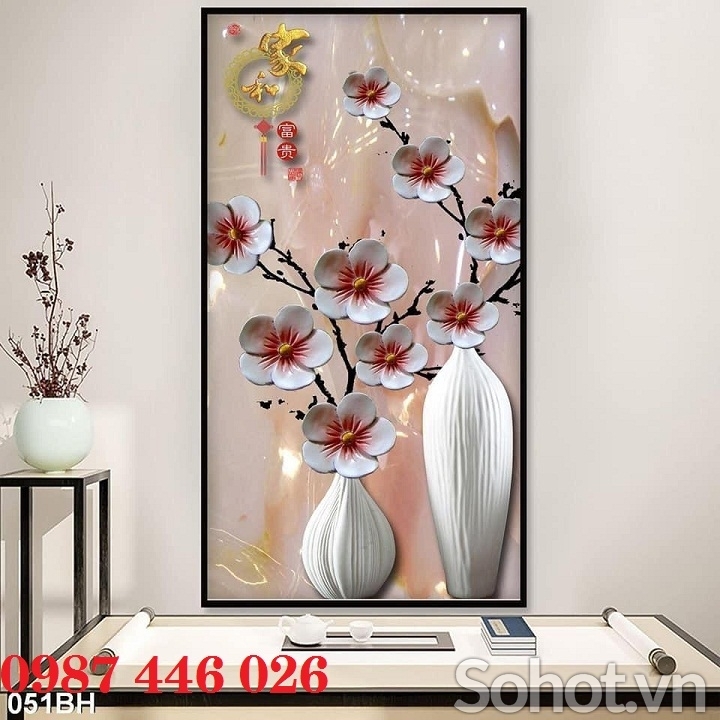 Gạch 3d tranh gach bình hoa lục bình HP9282