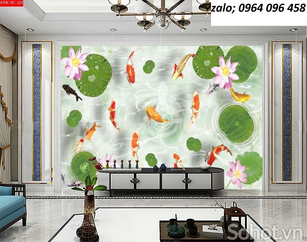 Tranh gạch 3d cá chép phong thủy - NXC43