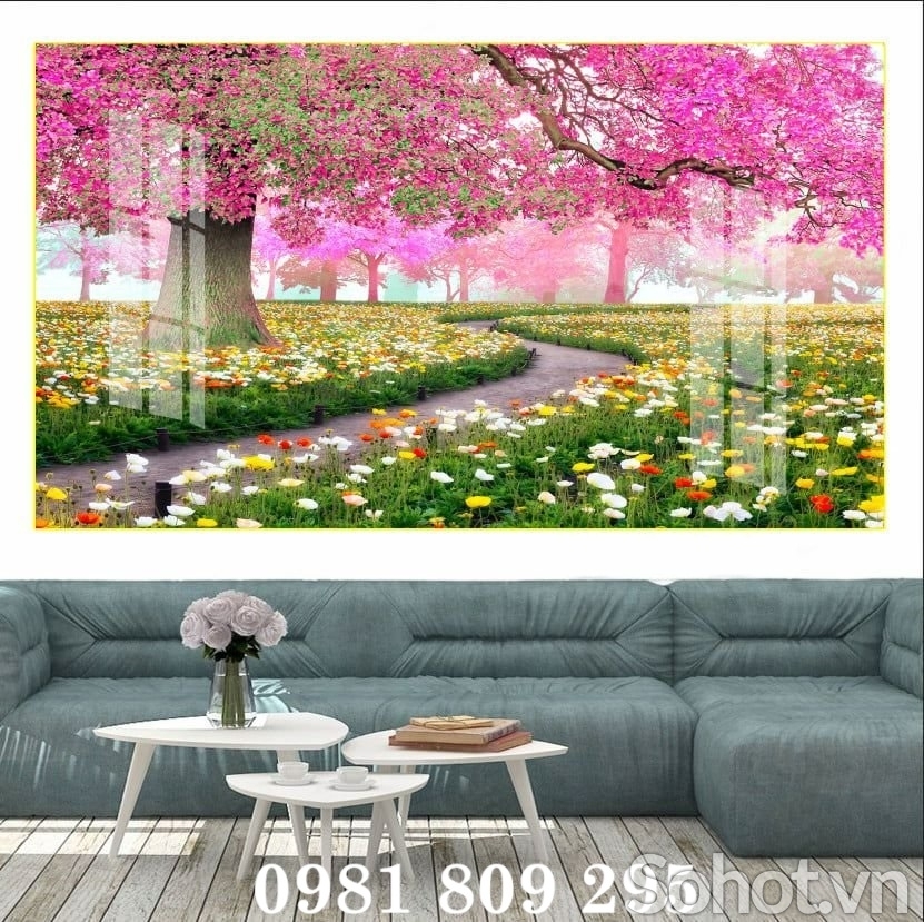 Tranh gạch ốp tường trang trí hoa đào HQ999