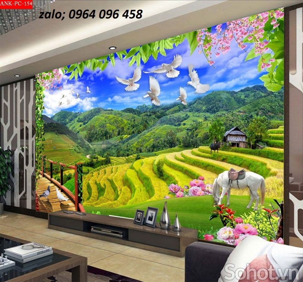 Mẫu tranh 3d phòng khách - gạch tranh 3d ốp tường - NBN54