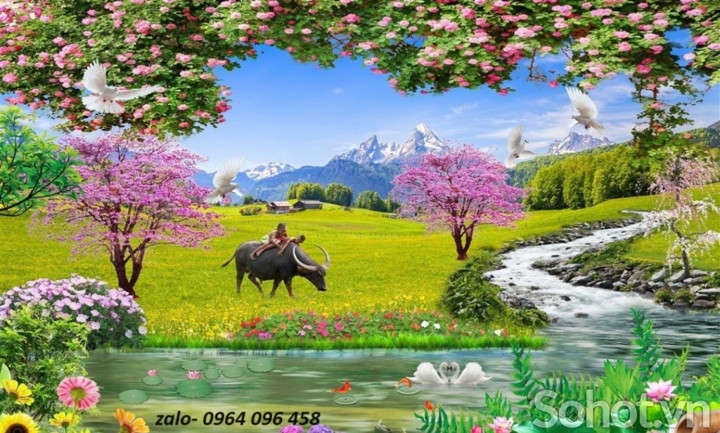 Tranh gạch 3d phong thủy phòng khách - C522