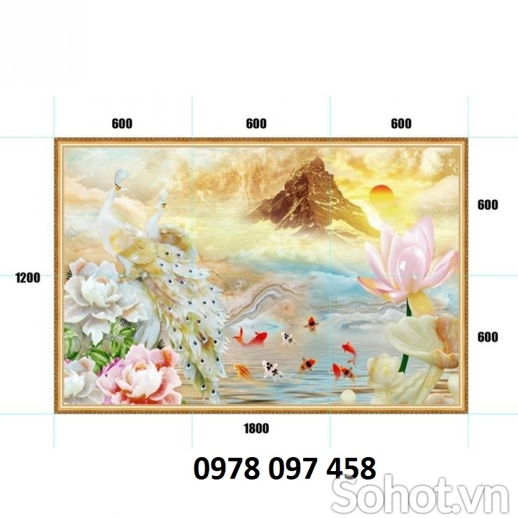 Tranh họa tiết hoa 3D trang trí tường