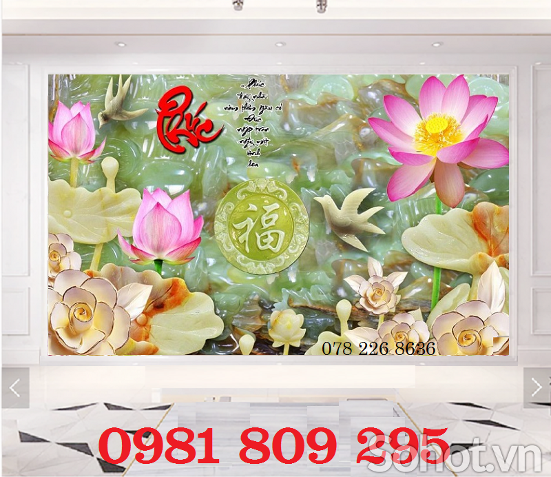 Mẫu tranh gạch - gạch tranh 3d hoa sen