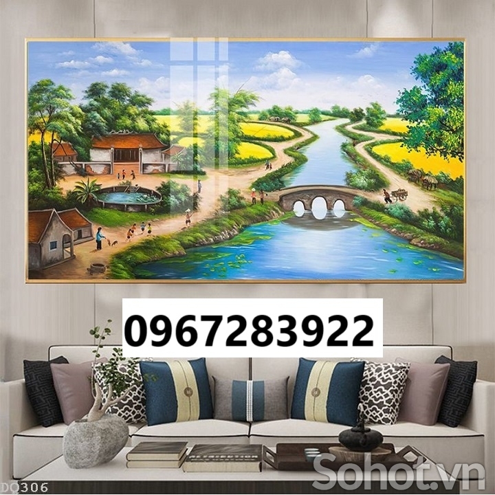 Tranh gạch 3D đẹp cảnh làng quê