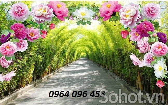 Tranh gạch 3d phong cảnh vườn hoa - CMMN66