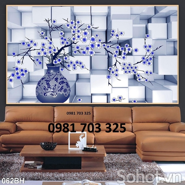 Tranh gạch bình hoa 3D trang trí đẹp