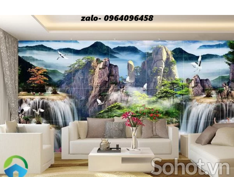 Tranh gạch 3d ốp tường mây núi - SCXV4