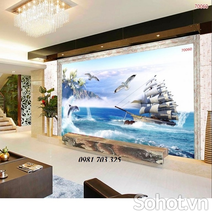 Tranh gạch 3D thuận buồm xuôi gió
