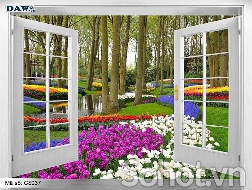 Tranh cửa sổ 3d - tranh gạch 3d cửa sổ - LDS32