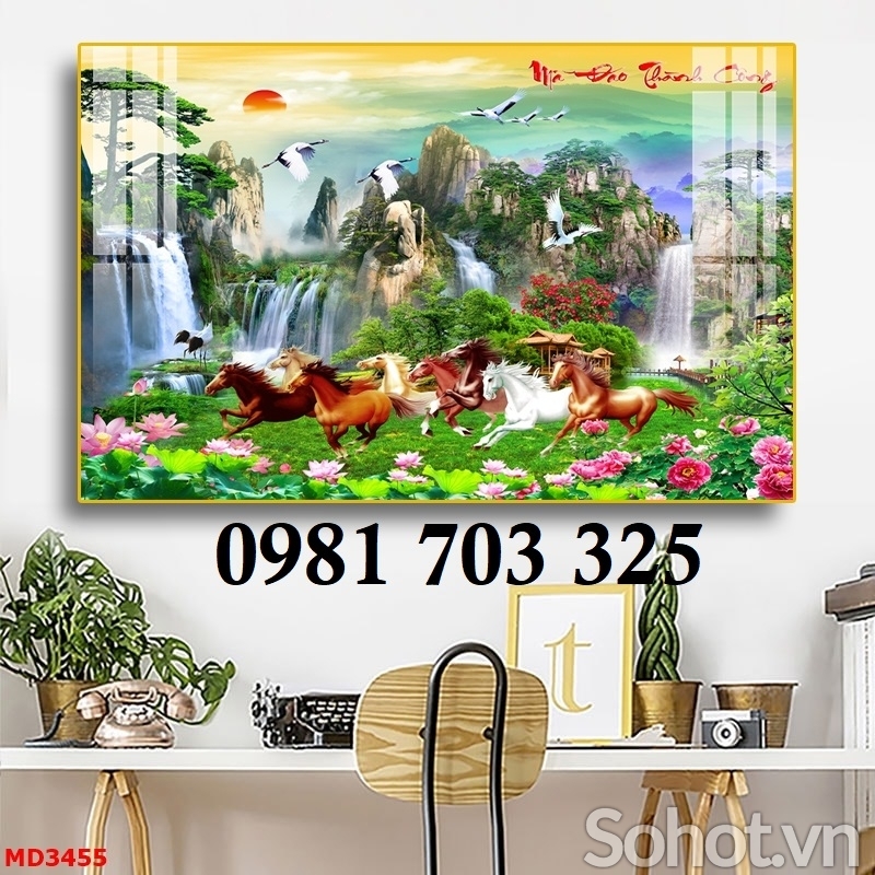 Tranh gạch mã đáo thành công, tranh phong thủy 3D