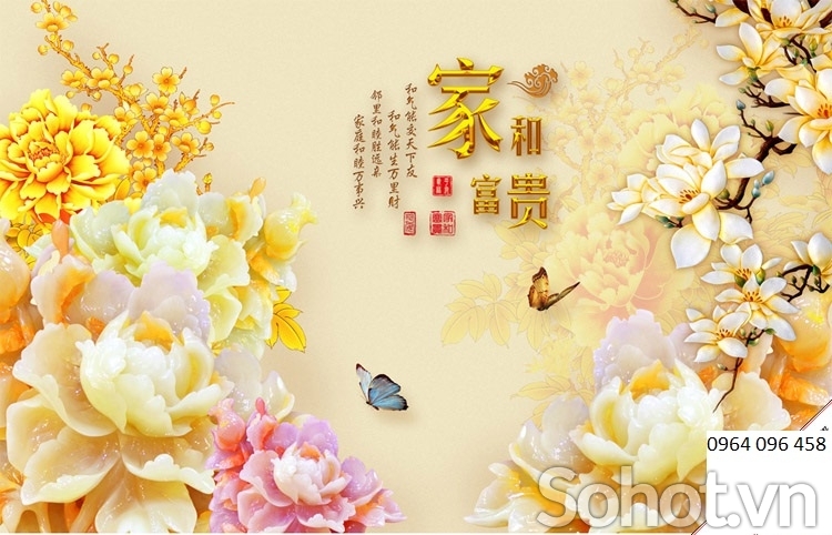 Tranh gạch 3d hoa mẫu đơn - 432ZXC