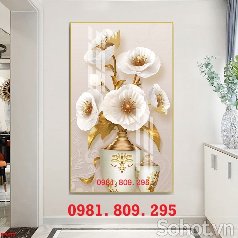 Gạch tranh , tranh gạch ốp tường mới bình hoa Hn939