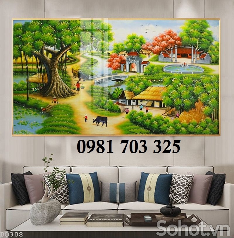 Tranh gạch phong cảnh đồng quê dán tường