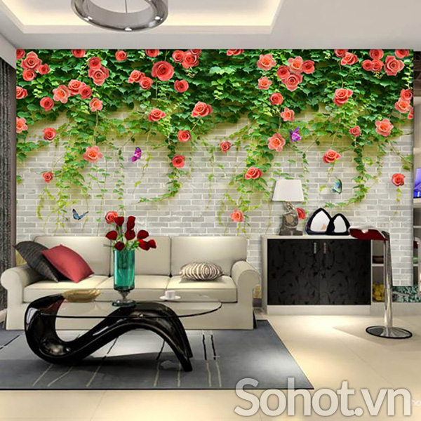 tranh dán tường 3d hoa hồng leo - Hải Phòng - SoHot.vn
