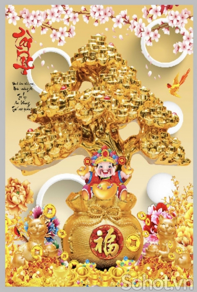 Gạch tranh 3d cây tiền vàng HP2733