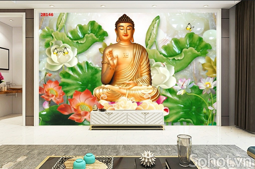 Tranh gạch 3d phật - gạch tranh 3d ốp tường - XCNB7