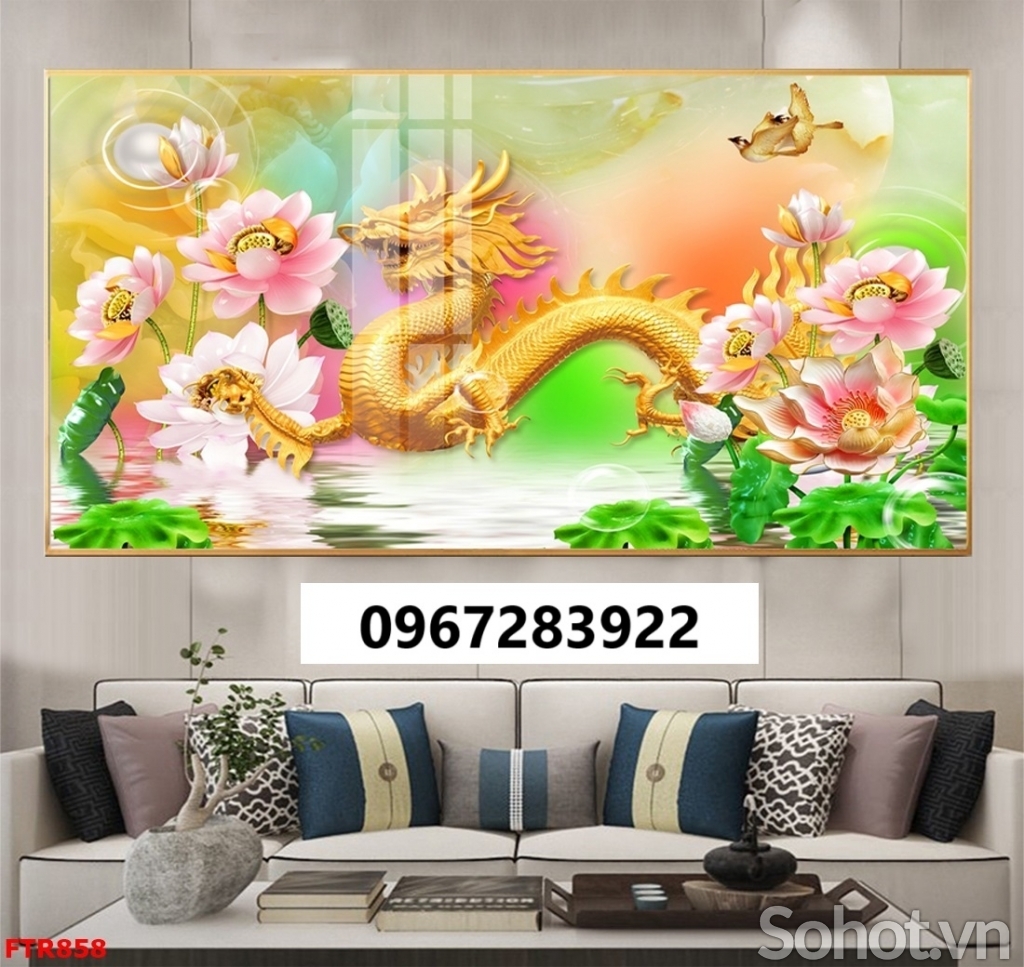 Tranh gạch 3d rồng phượng sang trọng