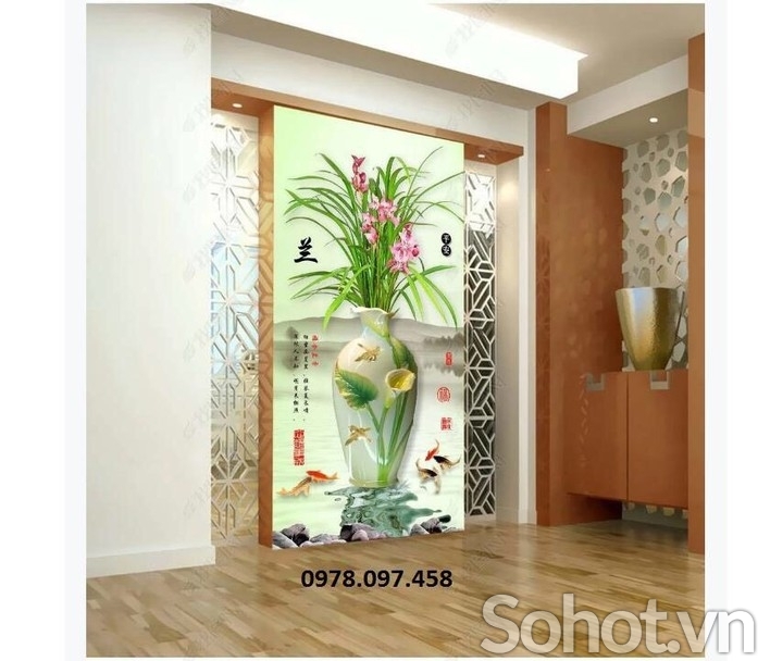 Gạch tranh bình hoa ốp tường