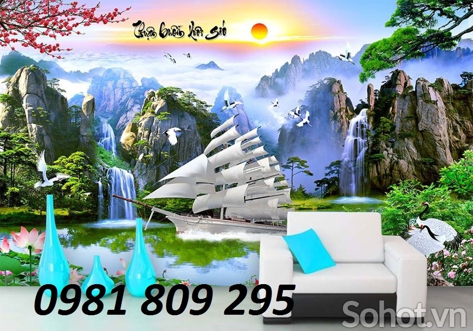 Tranh phong thủy thuyền buồm- gạch tranh