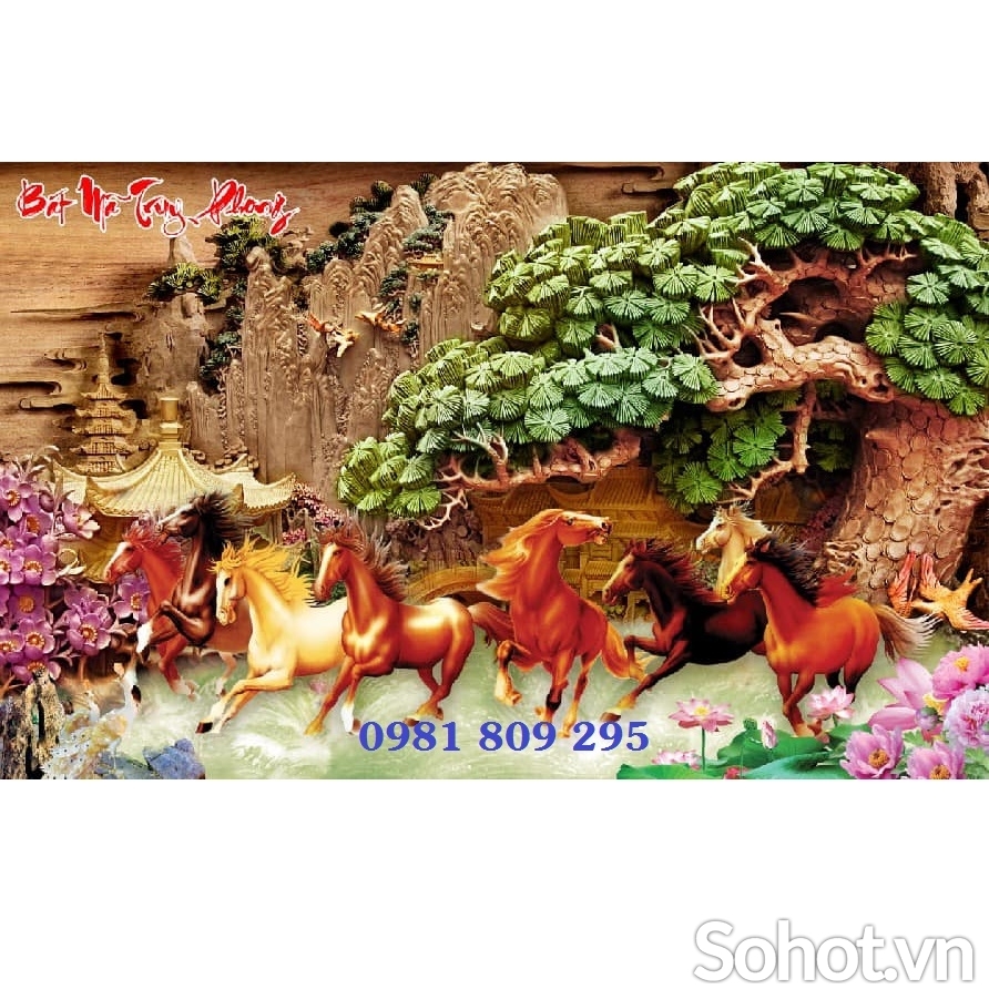 Tranh gạch 3d ngựa phi cao cấp hp3569